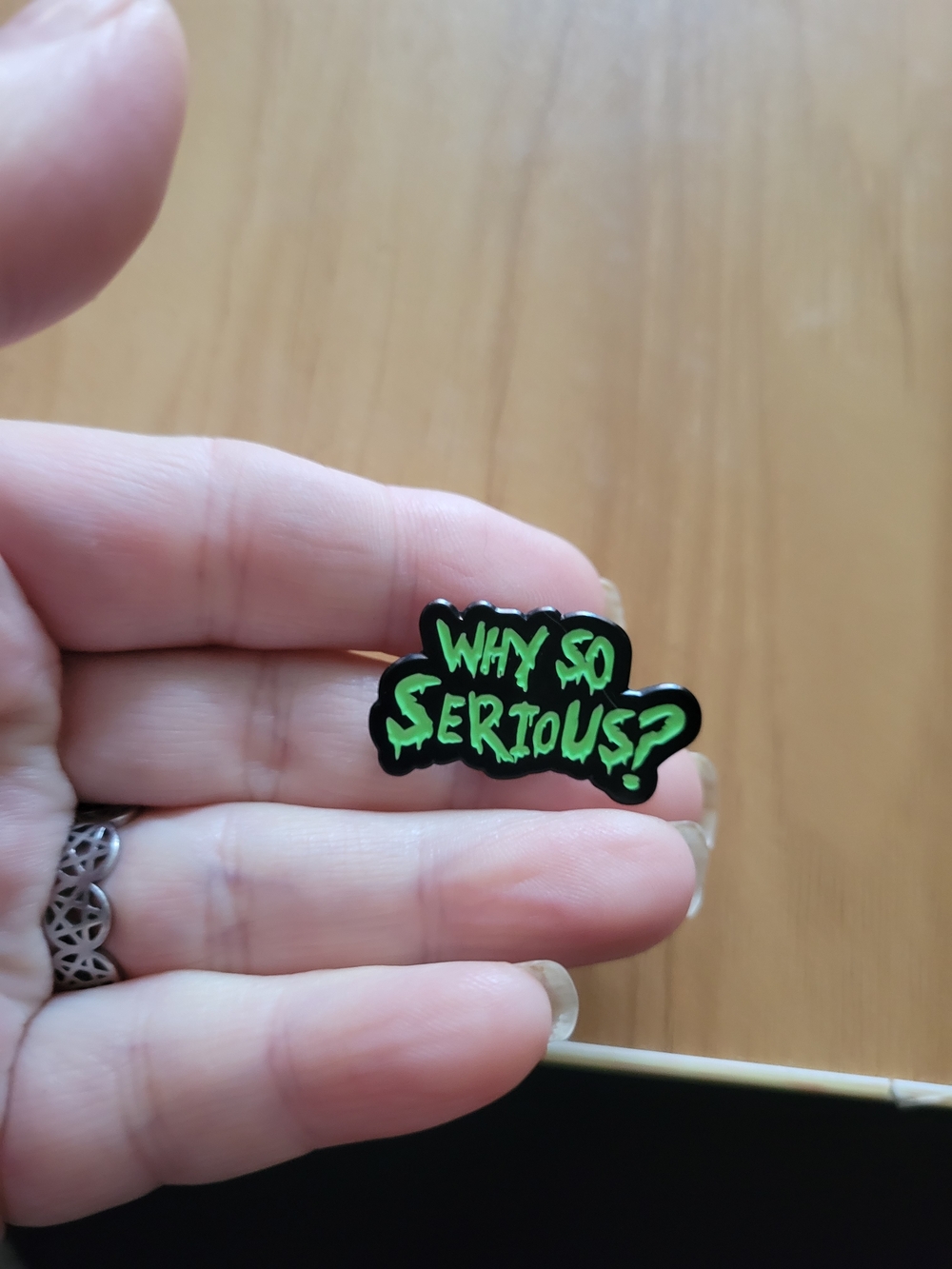 👻BUY 1 GET 1 FREE👻Why So Serious? Green Enamel Brooch Pin